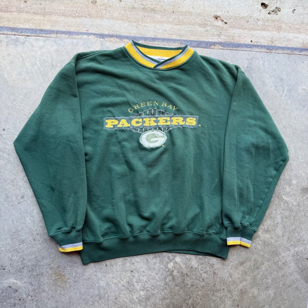 Vintage Starter Green Bay Packers Sweatshirt Mens Large NFL Embroidered Green